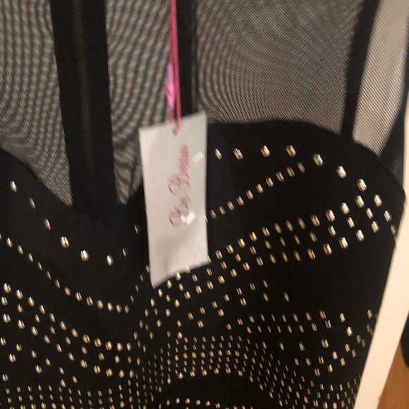 BE BOP size 16 black studded midi dress sleeveless sheer top zip back NWT - Picture 2 of 12